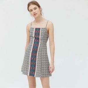 UO Kingston Printed Cutout Mini Dress in Green Multi